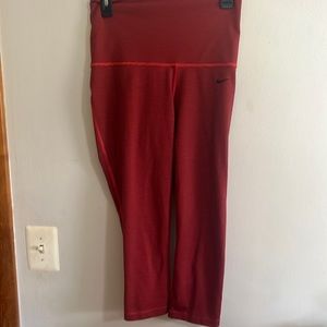 Nike Dri fit capri leggings small work pants red black stripe activewear running